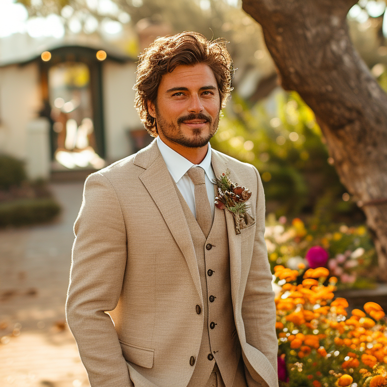Wedding Style: Making a Statement with a Classic Tan Suit
