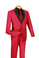 Pushkin Collection: Red 2 Piece Sharkskin Single Breasted Slim Fit Suit