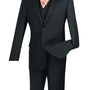 Formalita Collection: Black 3 Piece Solid Color Single Breasted Slim Fit Suit