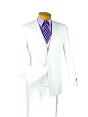 Slim Fit 3-Button Vested Suit - White