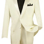 DapperDuo Collection: Ivory 2 Piece Solid Color with Satin Lapel Single Breasted Regular Fit Tuxedo