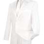 DapperDuo Collection: White 2 Piece Solid Color with Satin Lapel Single Breasted Regular Fit Tuxedo