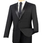 Eleganscape Collection: Black 2 Piece Solid Color with Satin Lapel Single Breasted Regular Fit Tuxedo