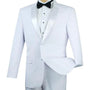 Eleganscape Collection: White 2 Piece Solid Color with Satin Lapel Single Breasted Regular Fit Tuxedo