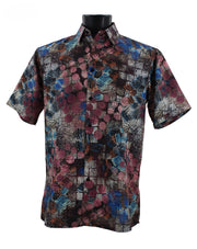 Men’s Dusty Rose Circle Print Short Sleeve Button-Up Shirt