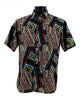 Men’s Black and Green Geometric Print Short Sleeve Shirt