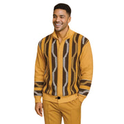 Men's Gold Zip Sweater with Button Collar