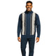 Solanus Collection: Indigo Hidden Placket Knit Sweater Jacket with Vertical Pattern