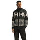 Verdanti Collection: Men’s Black Geometric Knit Zip Sweater with Suede Patches