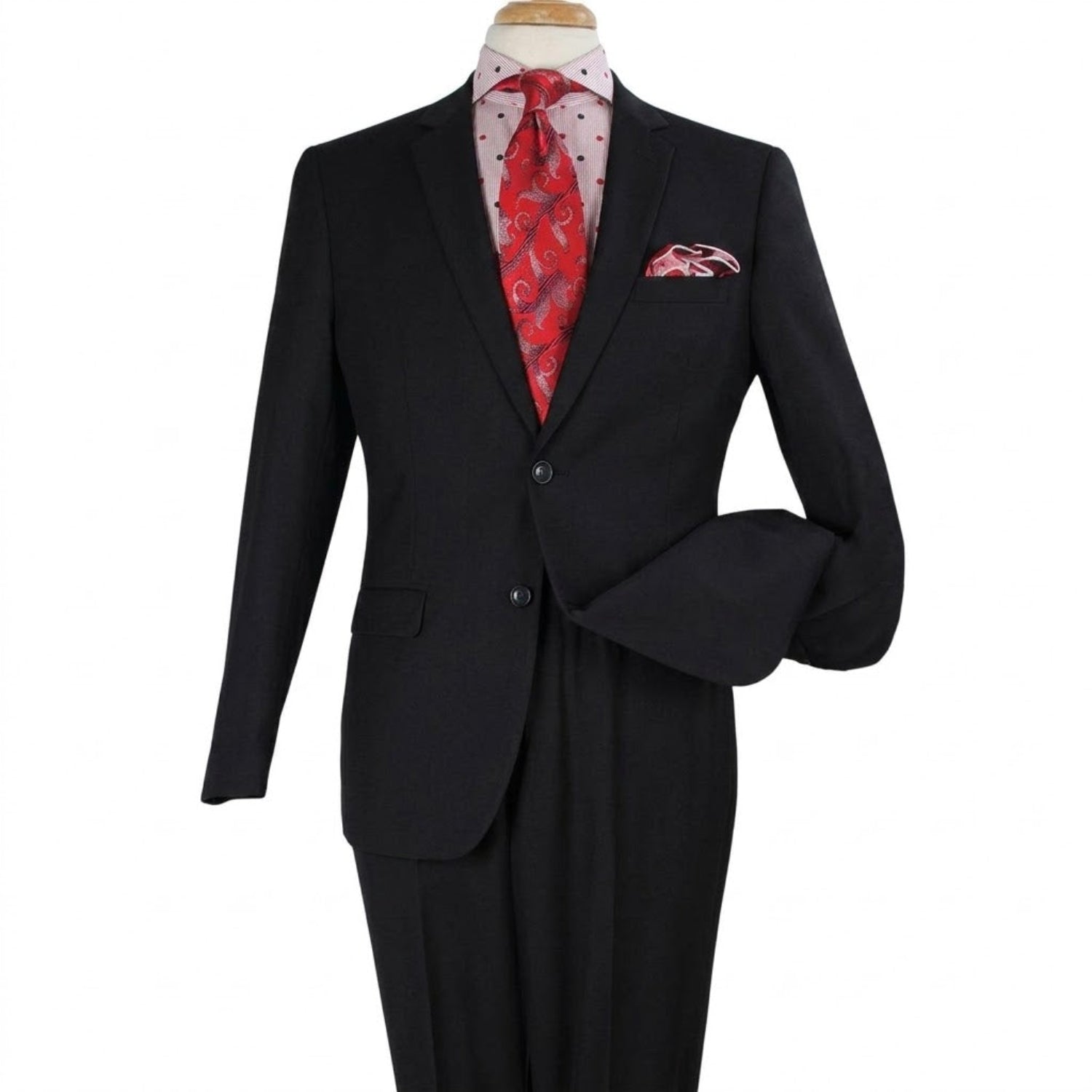 black 2 piece modern fit suit front view