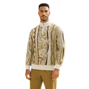 Men's Cream Stacy Adams Quarter Zip Pullover Sweater