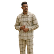 White Plaid Shacket 2-Piece Walking Suit Set