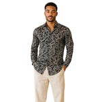 Cygnus Collection: Stacy Adams Black Scroll Print Long Sleeve Shirt