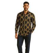 Men’s Stacy Adams Black Baroque Scroll Print Long Sleeve Shirt