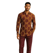 Men’s Stacy Adams Fig Baroque Scroll Print Long Sleeve Shirt