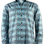 Prominelle Collection: Turquoise Printed Men's Long Sleeve Button-Up Cotton Shirt