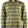 Prominelle Collection: Yellow Printed Men's Long Sleeve Button-Up Cotton Shirt