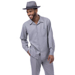Foundation Collection: 2 Piece Solid Grey Long Sleeve Walking Suit Set 1641