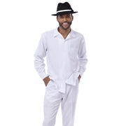 White 2-Piece Solid Long Sleeve Walking Suit