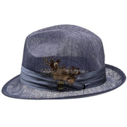 Steel Sinamay Pinch Front Fedora - Vintage Montique Lightweight Dress Hat