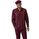 Wine Tone-on-Tone Vertical Panel Long Sleeve 2-Piece Walking Suit by Montique