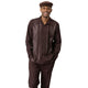 Chocolate Tone-on-Tone Vertical Panel Long Sleeve 2-Piece Walking Suit by Montique