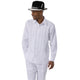 White Vertical Stripe Long Sleeve 2-Piece Walking Suit by Montique