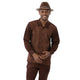 Brown Textured Stripe Long Sleeve 2-Piece Walking Suit by Montique