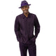 Grape Textured Stripe Long Sleeve 2-Piece Walking Suit by Montique