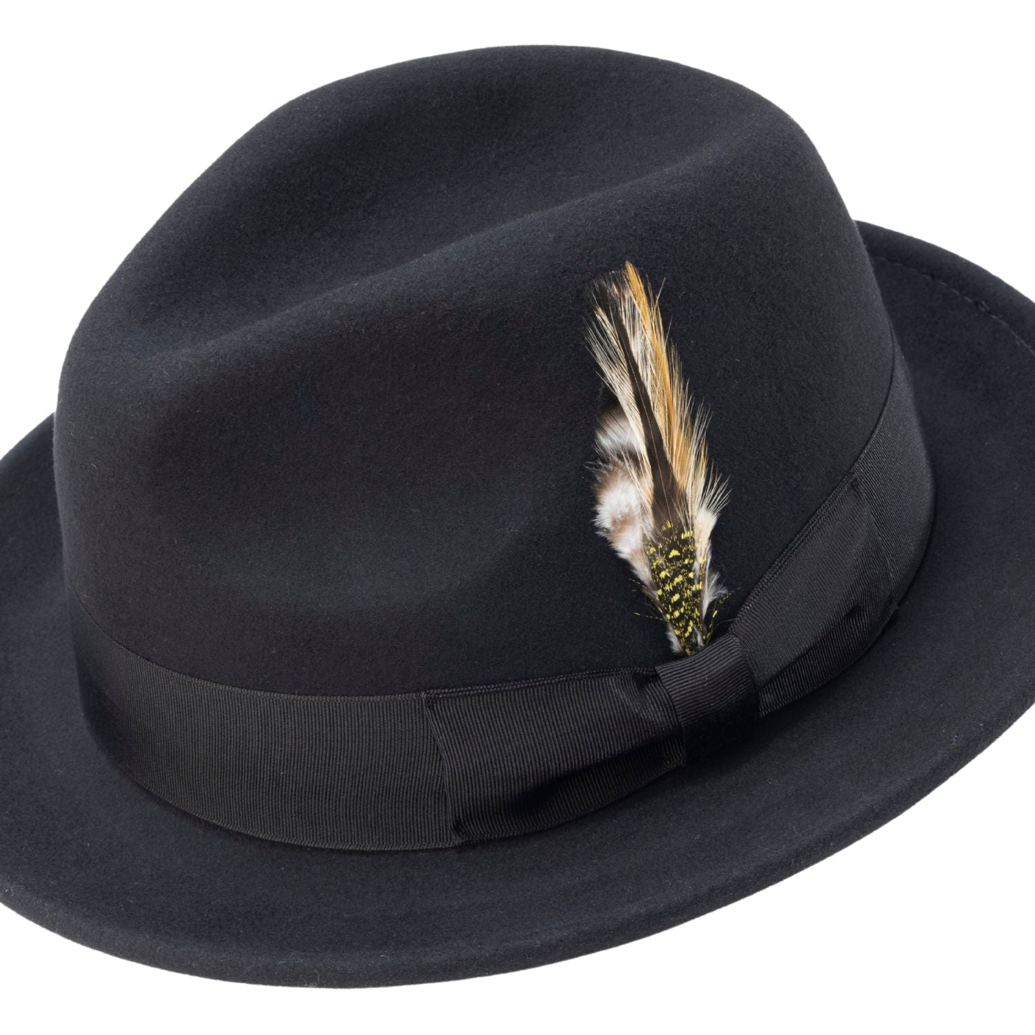 black wool felt snap brim fedora hat by montique