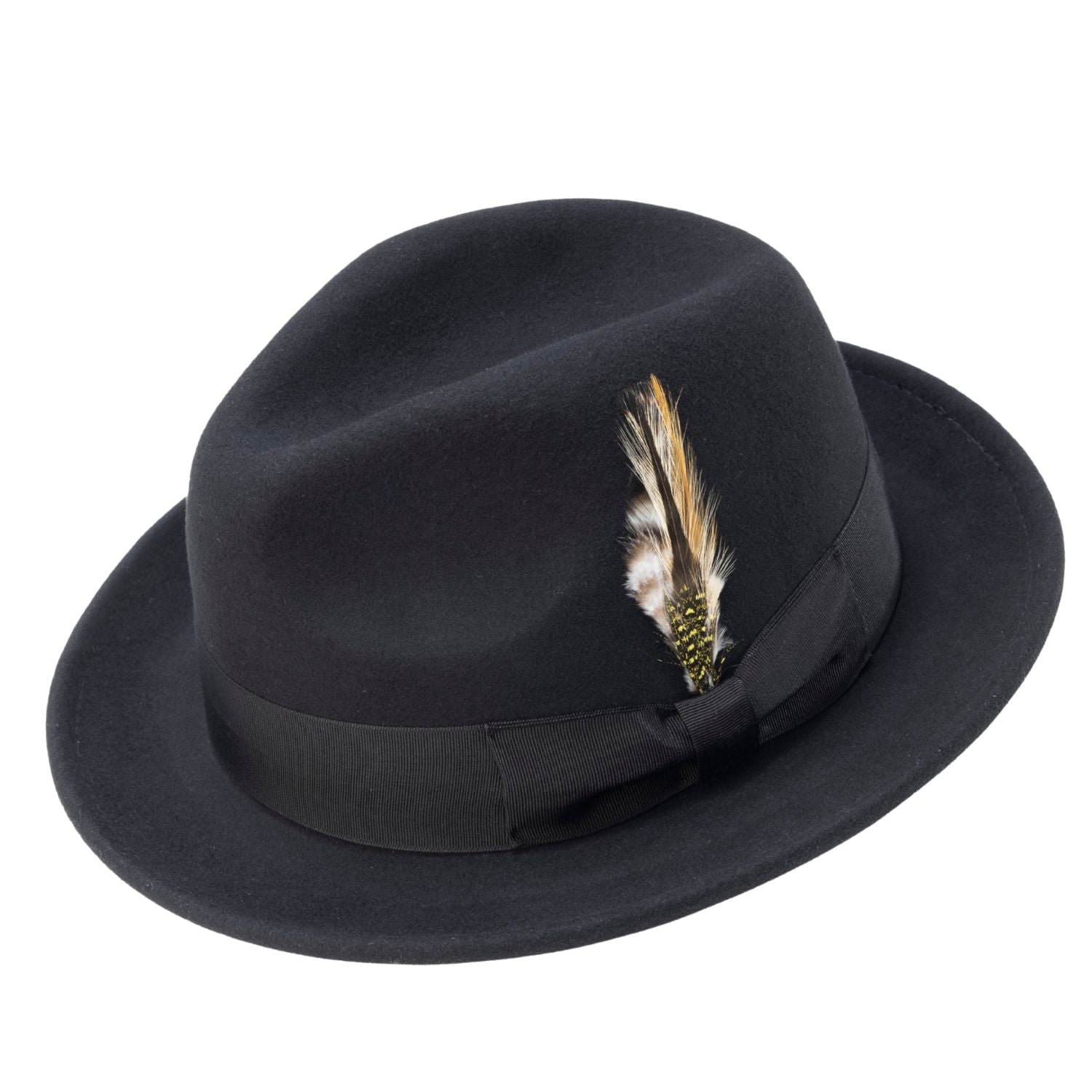 black wool felt snap brim fedora hat by montique