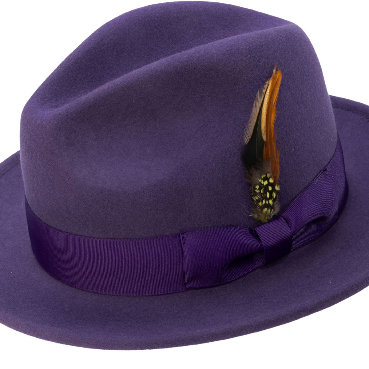 Grape Lightfelt wool felt pinch crown fedora hat by Montique - alternate view