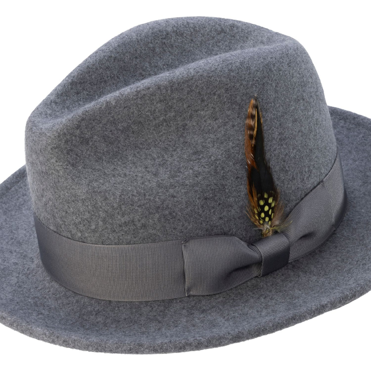 Grey Lightfelt wool felt pinch crown fedora hat by Montique - alternate view