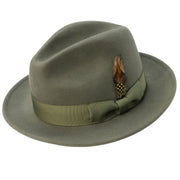 Olive Lightfelt 2 1/2" Wide Brim Wool Felt Pinch Crown Fedora Hat by Montique