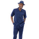 Charpi Collection: Montique's Navy 2-Piece Linen-Look Textured Walking Suit