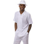 Charpi Collection: Montique White 2-Piece Linen-Look Textured Walking Suit