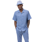 Carolina Linen Feel Short Sleeve Walking Suit Set by Montique