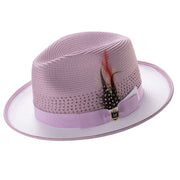 Lavender and White Two-Tone Ventilated Fedora Hat by Montique