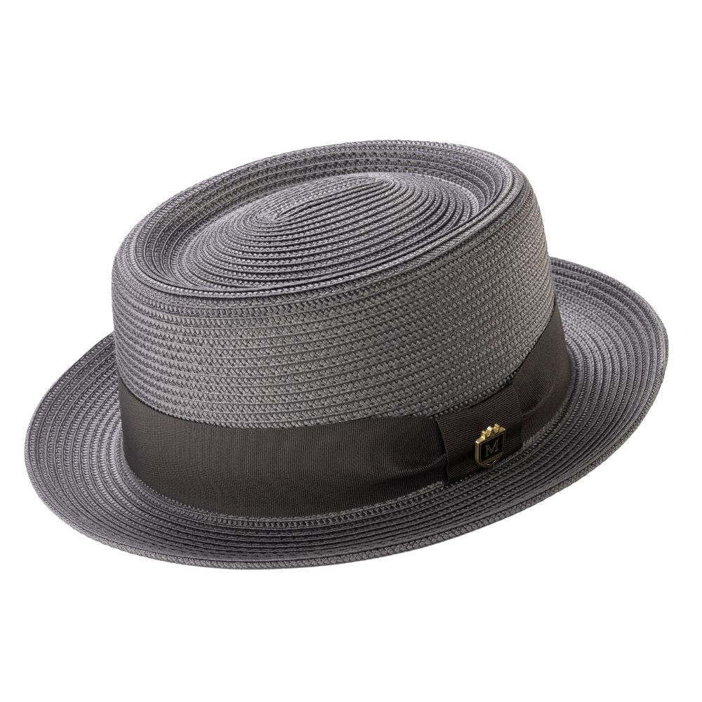 Greystraw pork pie hat side view
