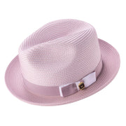 Mauve Two Tone Stingy Brim Fedora Hat by Montique