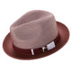 Rubique Collection: Montique Men's Braided Two Tone Stingy Brim Pinch Fedora Hat in Burgundy