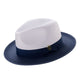 Galanza Collection: Montique Navy Two-tone Pinch Fedora With Matching Grosgrain Ribbon- Wide Brim H47