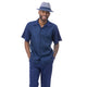Selvedge Collection: Montique Men's Navy 2-Piece Tone-on-Tone Cable Knit Short Sleeve Set