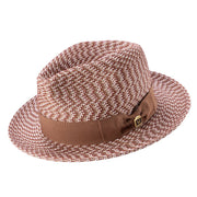 Cappuccino White Woven Patterned Fedora Hat with Grosgrain Band