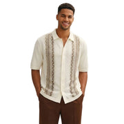 Brown Vertical Knit Short Sleeve Walking Suit Set by Stacy Adams