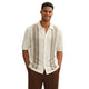 Brown Vertical Knit Short Sleeve Walking Suit Set by Stacy Adams