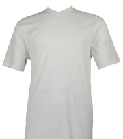 Ivory Spandex Short Sleeve V Neck T Shirt