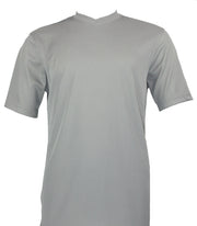 Grey Spandex Short Sleeve V Neck T Shirt