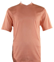 Peach Spandex Short Sleeve V Neck T Shirt