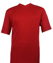 Red Spandex Short Sleeve V Neck T Shirt